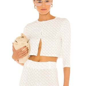 Mango White and Gold Patterned Blazer